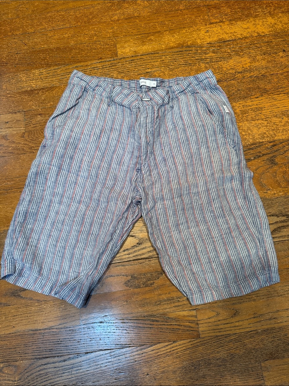 Onia Men's Striped Linen Shorts. Size 30